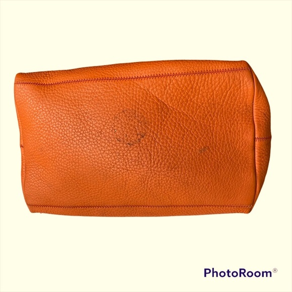 Vintage Miu Miu Y2K  Orange Pebbled Leather Handbag with Brass Studs - Picture 12 of 13